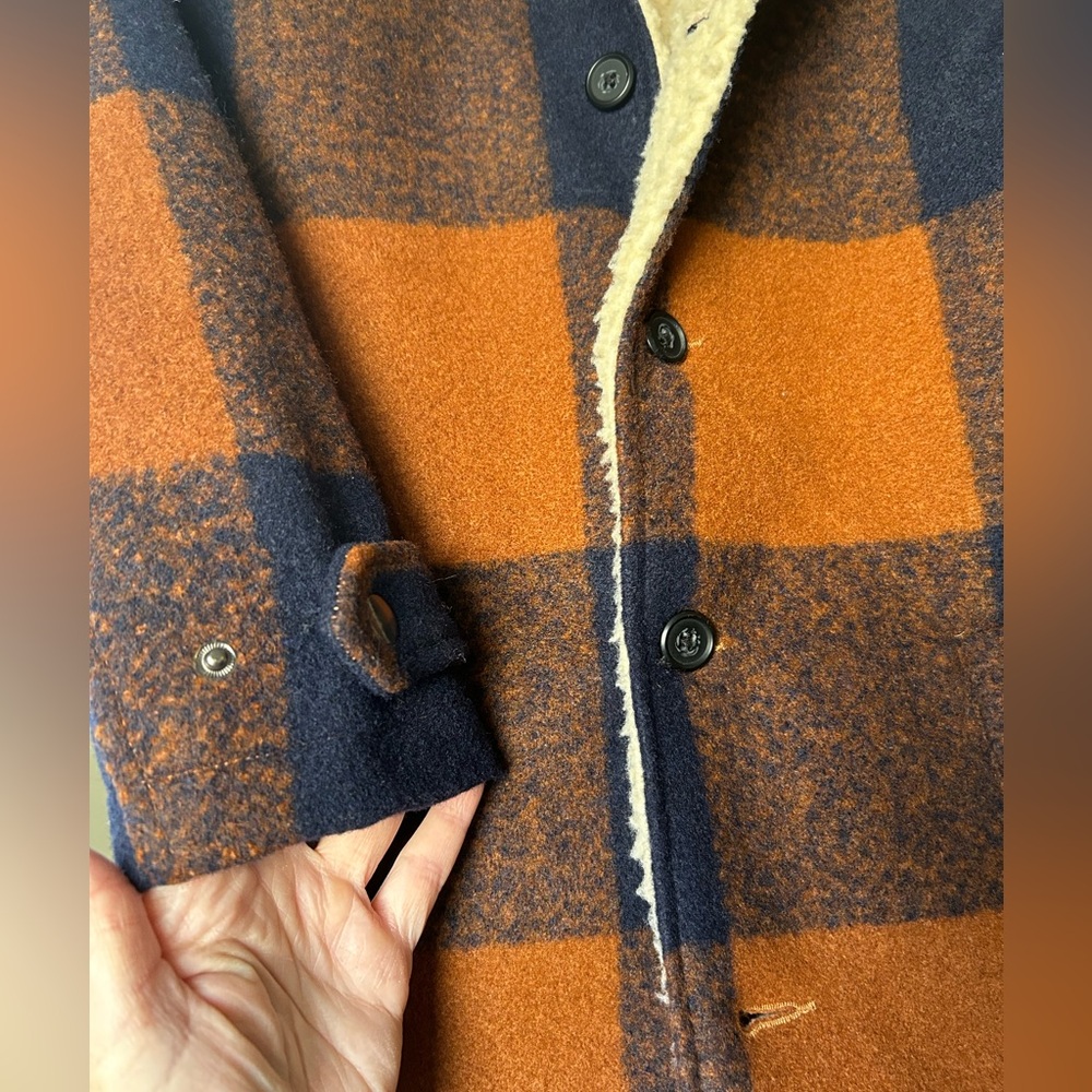 COTTON ON Kids plaid “wool” coat size 7-8 Yr old. NWOT. Faux “Shearling” lined. - Picture 4 of 8